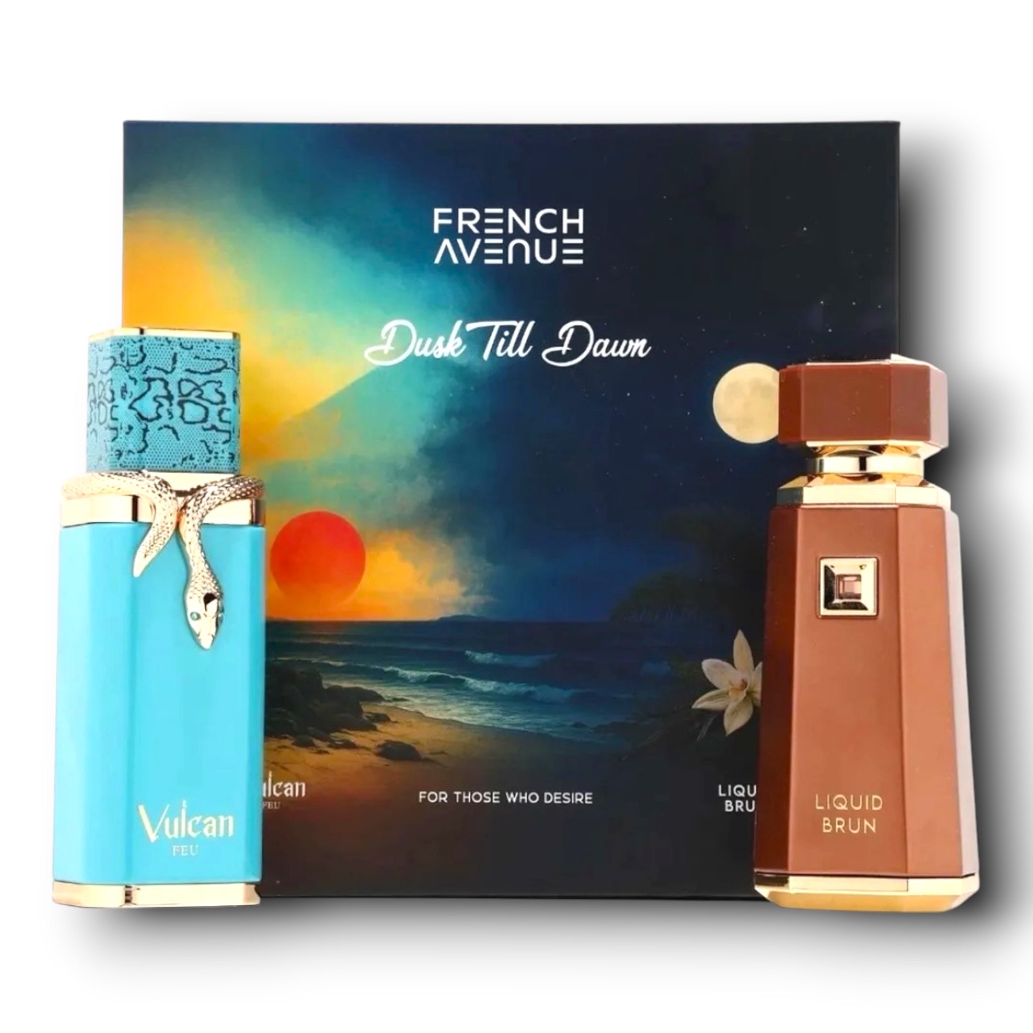 French Avenue Dusk Till Dawn Geschenkset Vulcan Feu 100ml + Liquid Brun 100ml Set